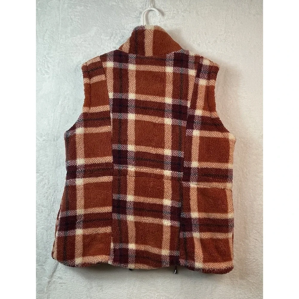 Jason Maxwell Outerwear Collection Womens Large Fleece Vest‎ Plaid Fall Colors